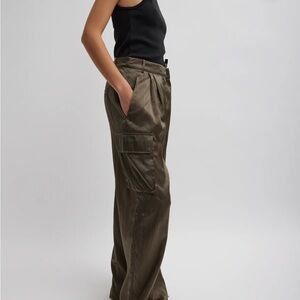 Tibi Olive Wide Leg Cargo Pants NWOT